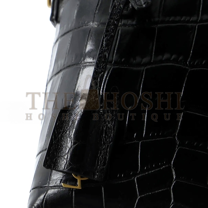 Y51 BLACK MINI TOY SHOPPING CROC-EFFECT LEATHER TOTE 51307168 (18*17*8cm) Master Quality